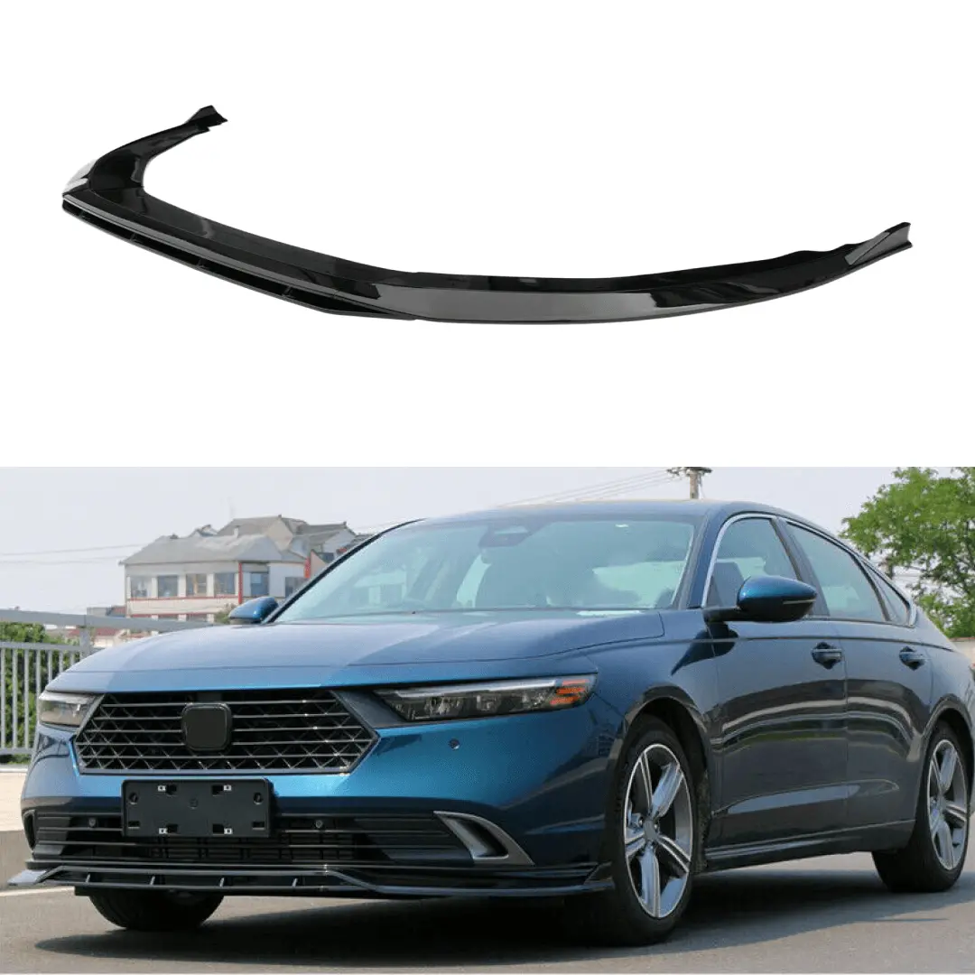 Fits 2023-Up Accord Gloss Black Competition Performance Style Front Bumper Lip 1