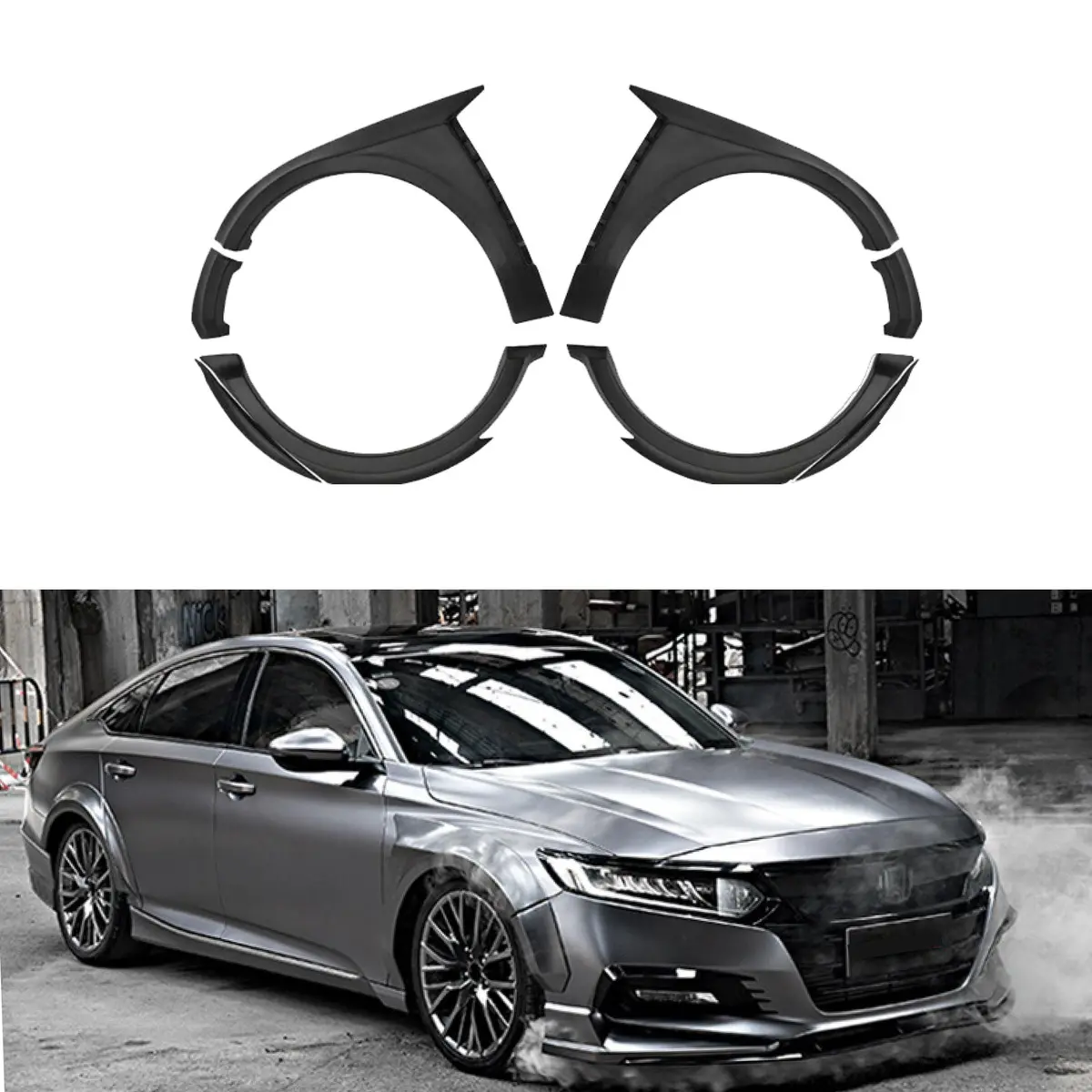 For 2018-2022 Honda Accord Matte Black Arch Cover Trim Body Fender Flare Kit 1