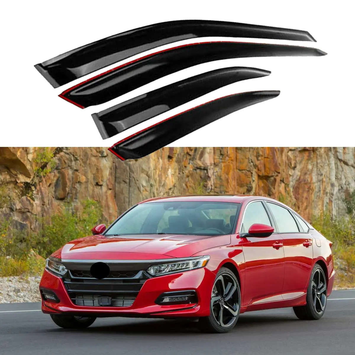 Fit 2018-2023 Honda Accord Out-Channel Vent Window Visors Rain Sun Wind Guards Shade Deflectors 1