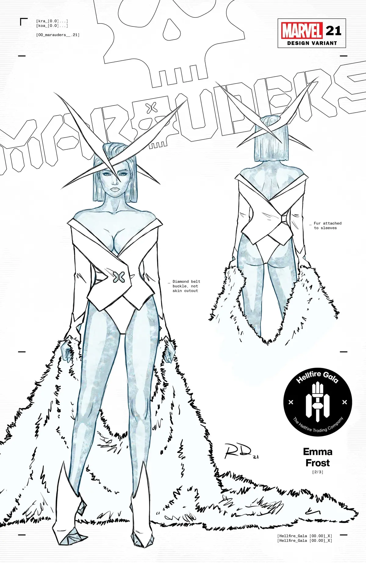 Marauders #21 Dauterman Emma Frost Design Var Gala 1