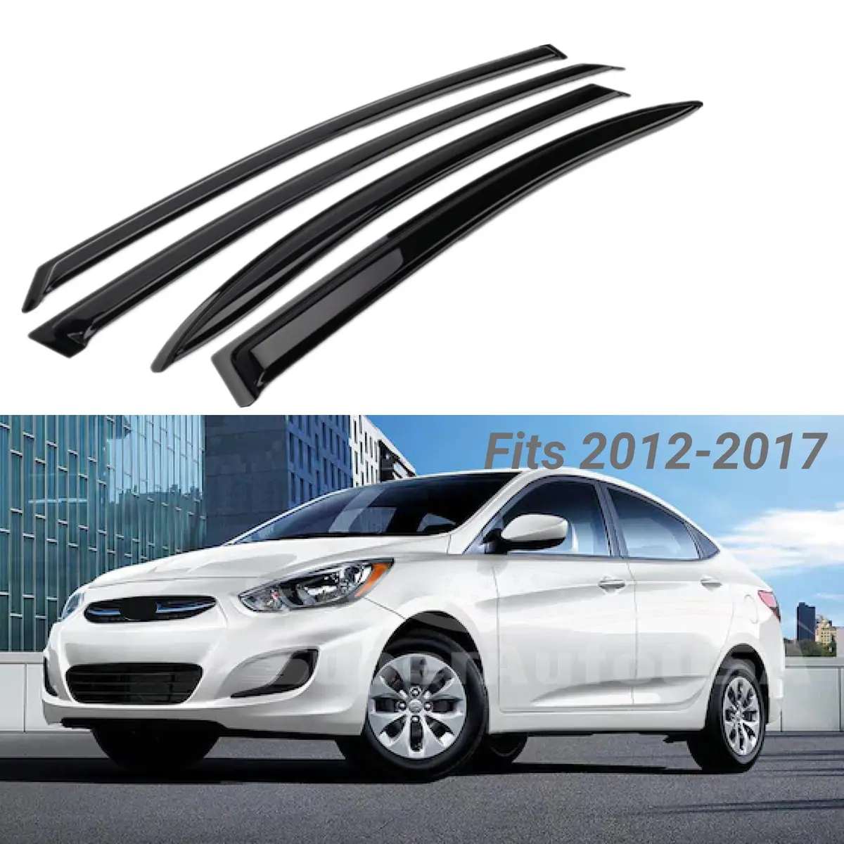 For Hyundai Accent 2012-2017 Out-Channel Vent Window Visors Rain Sun Wind Guards Shade Deflectors 1