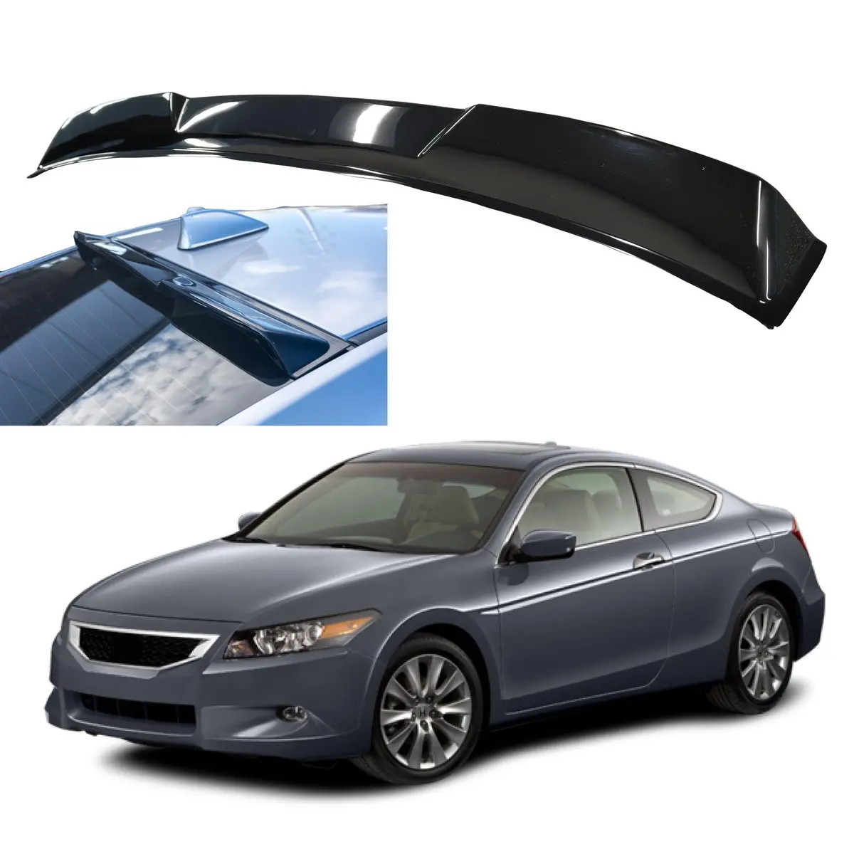 Fits 2008-2012 Honda Accord Coupe Gloss Black Rear Roof Window Visor Spoiler Wing 1