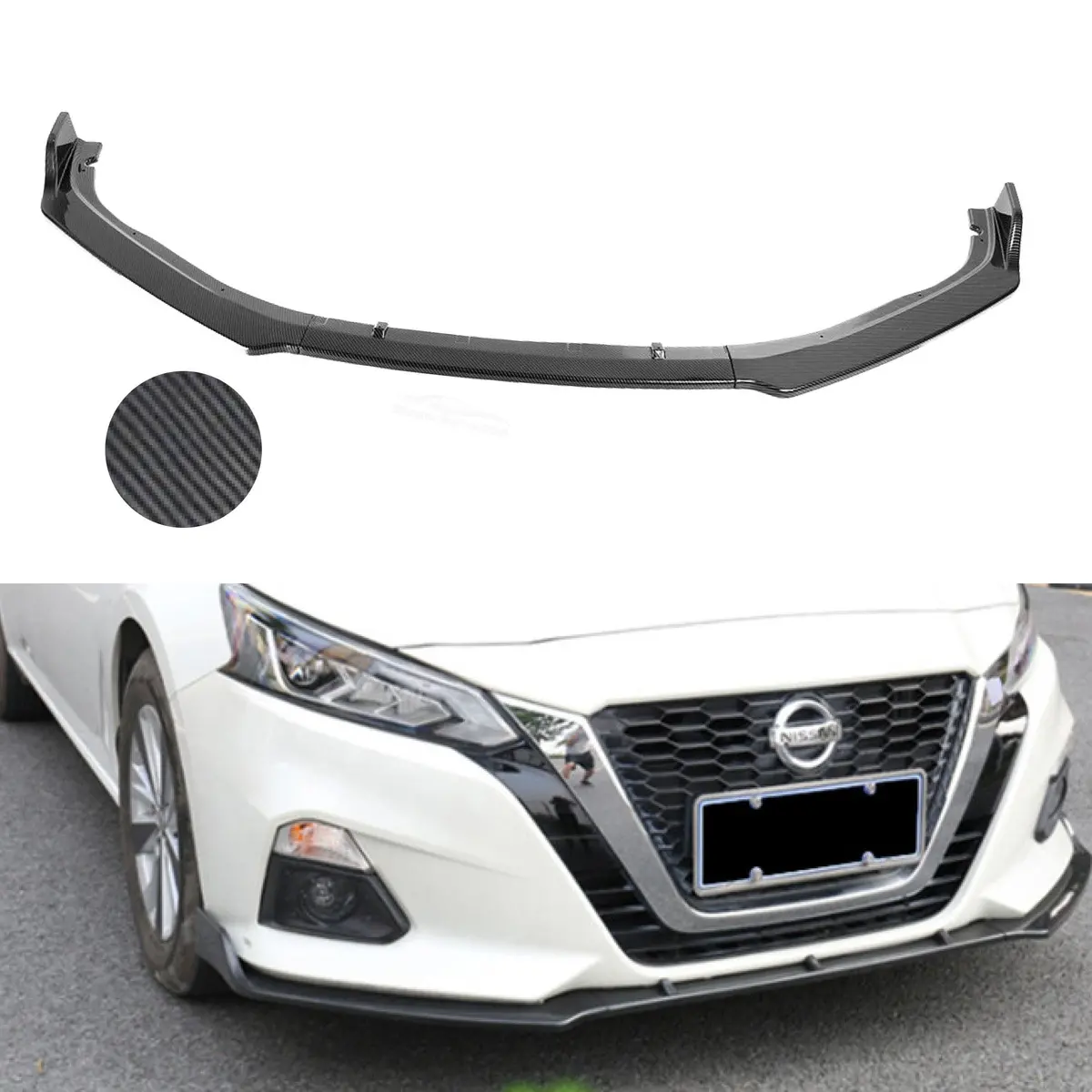 Fit 2019-2020 Nissan Altima Front Bumper Lip Spoiler (Carbon Fiber Print) 1