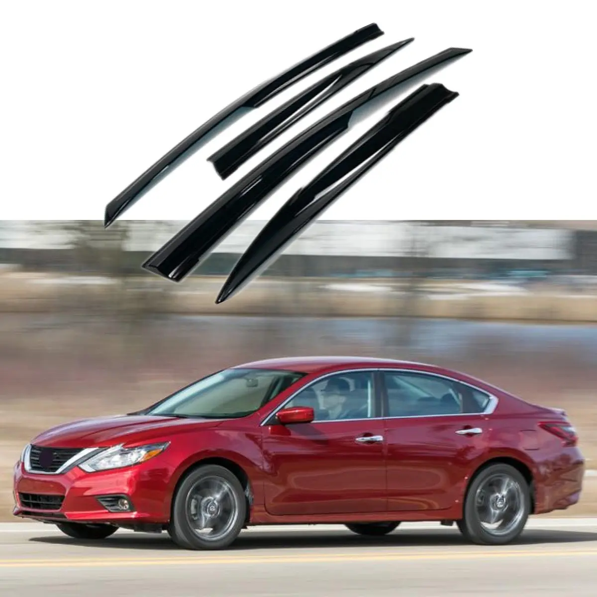 Fit 2013-2018 Nissan Altima 3D Mugen Style Vent Window Visors Rain Sun Wind Guards Shade Deflectors 1