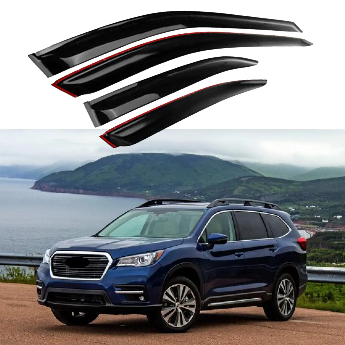 Fit 2019-2021 Subaru Ascent Out-Channel Vent Window Visors Rain Sun Wind Guards Shade Deflectors 1