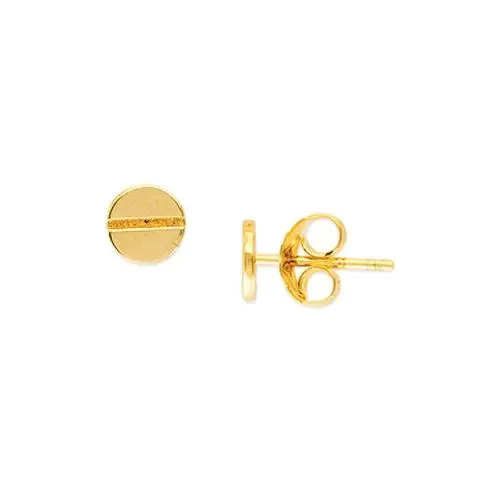 14K 6Mm Round Screw Design Earrings 1