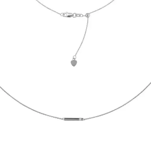 14K White Gold 10Mm Staple Bar Pendant With Diamond 1