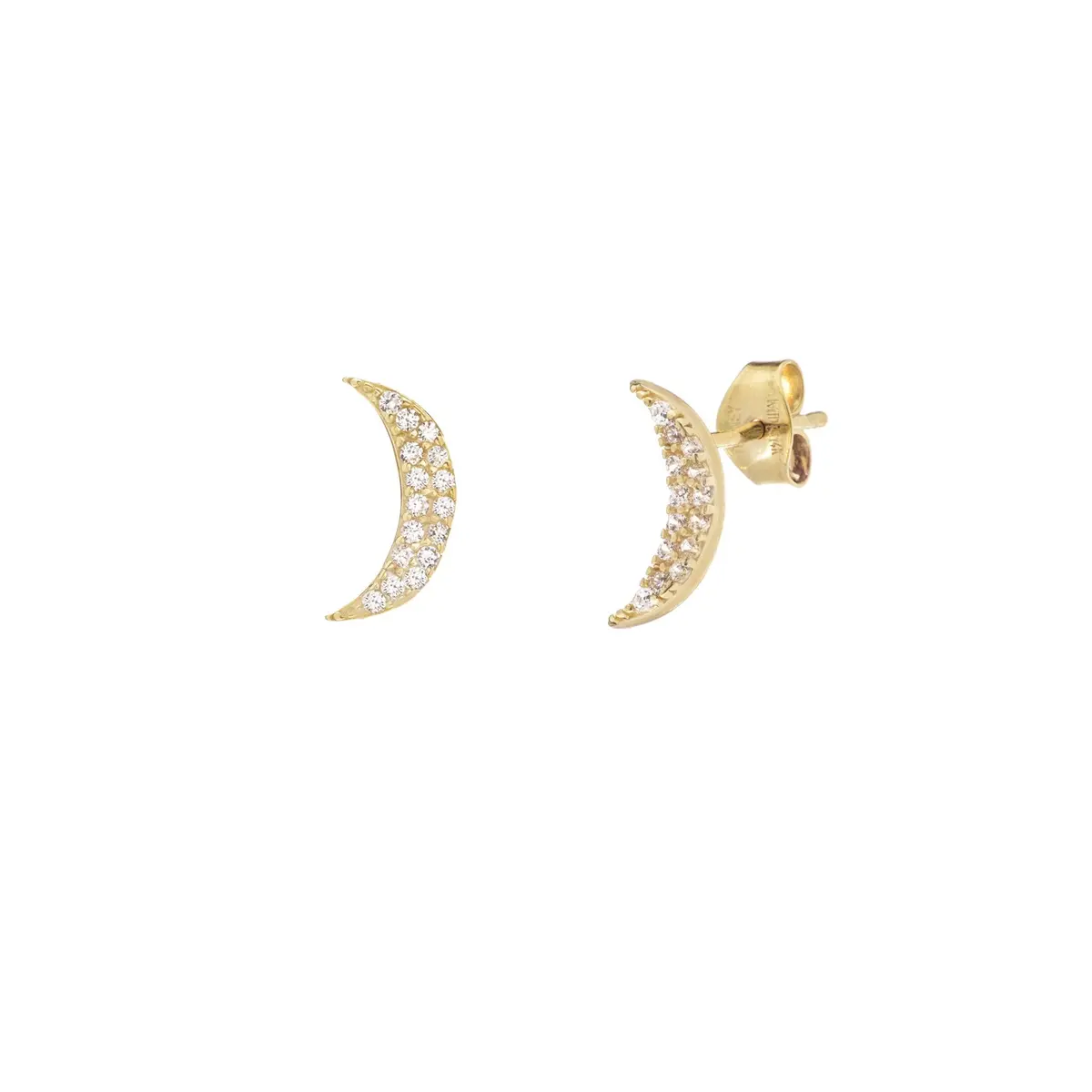 14K Crescsent Moon With Cz Earrings 1