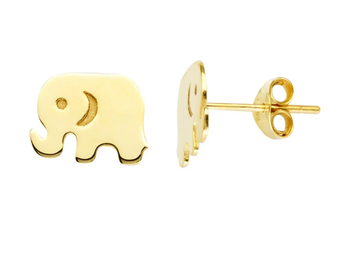 14K Cut Out Elephant Earrings 1