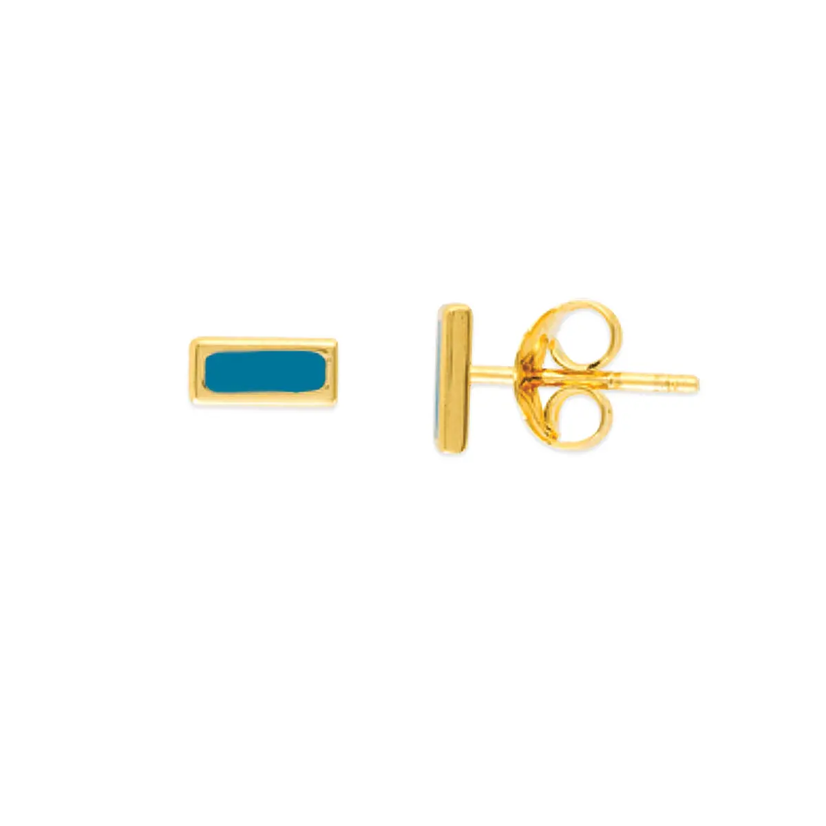 14K Turquoise Enamel Staple Stud Earrings 1
