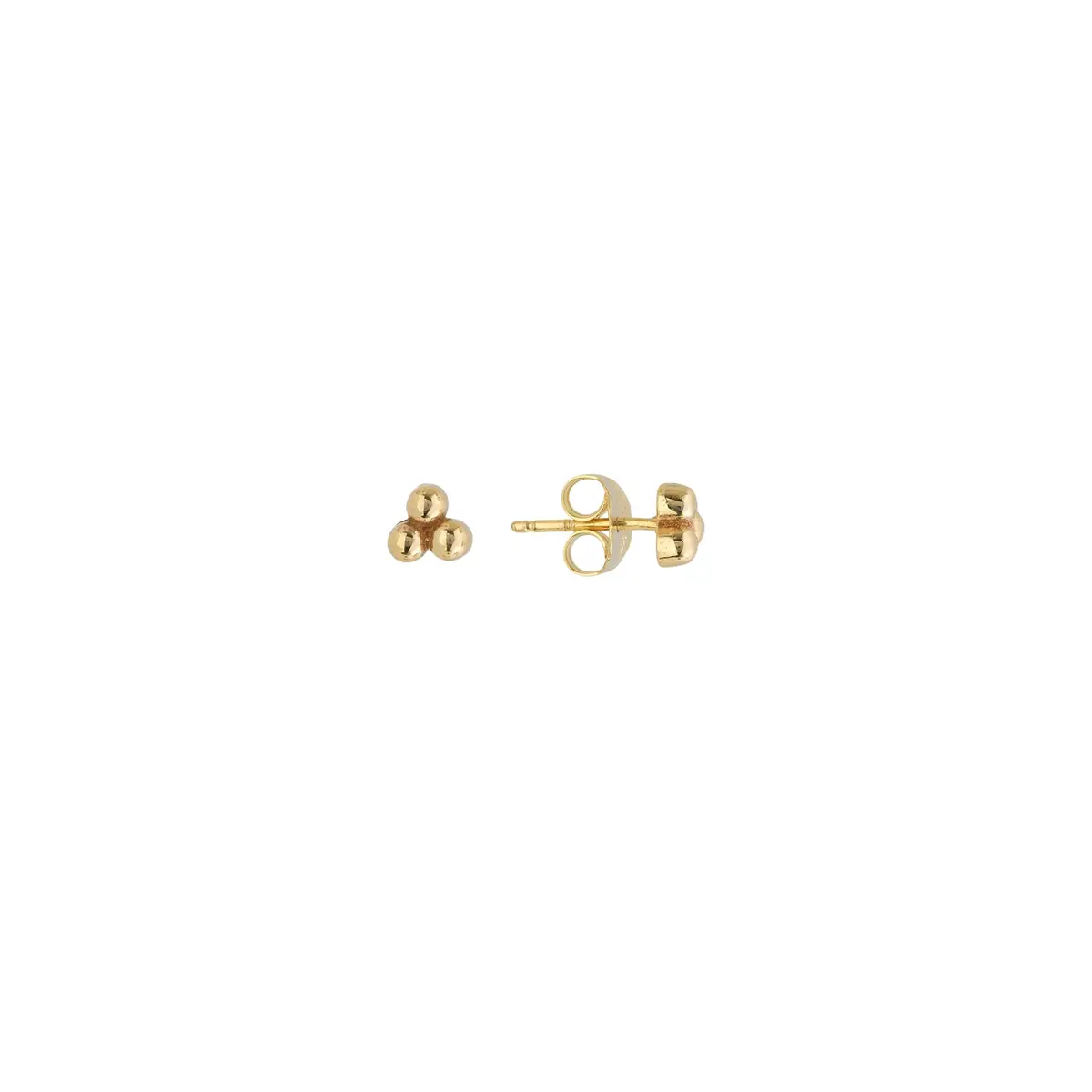 14K 3 Bead Cluster Stud Earrings 1
