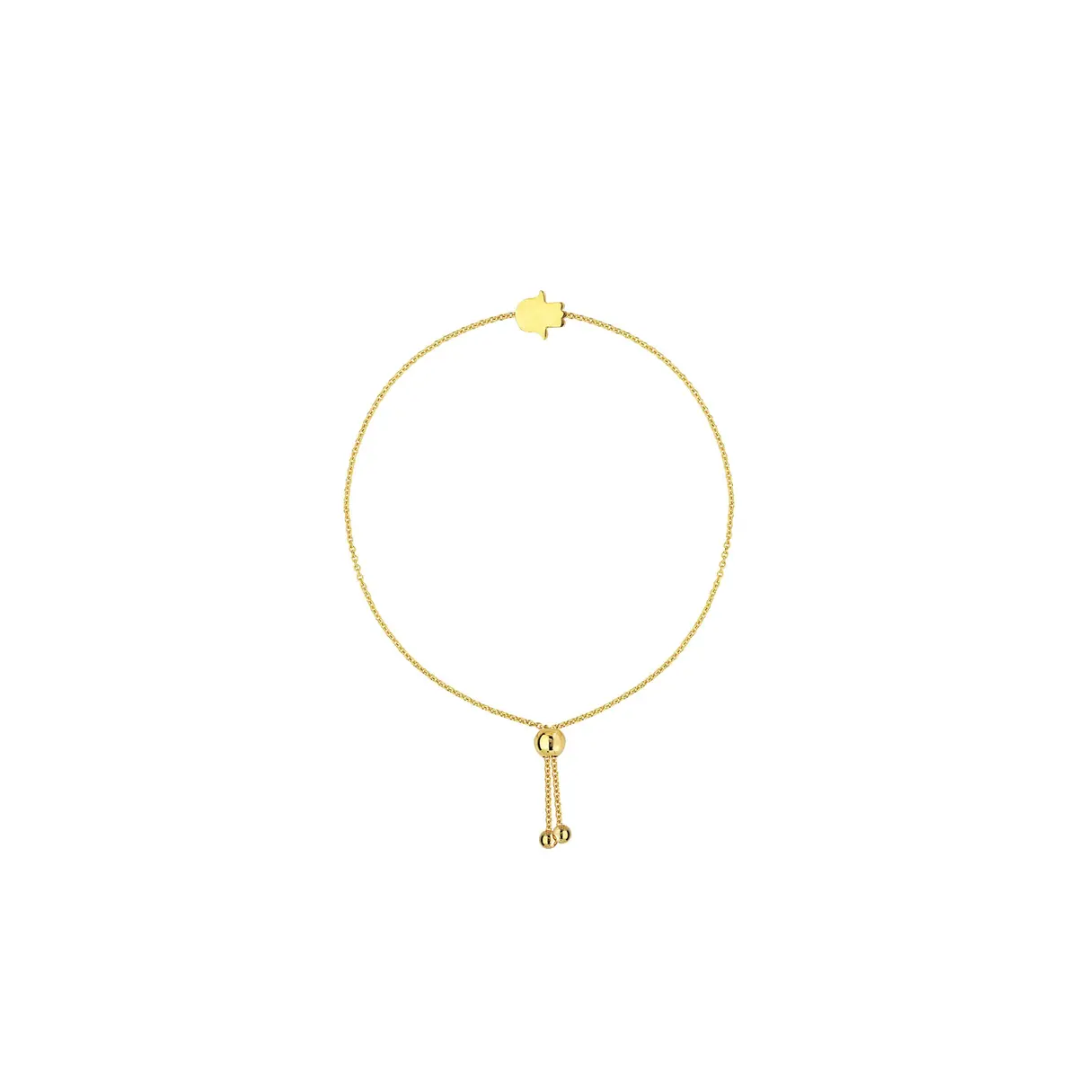14K Mini Hamsa Bolo Ankle Bracelet 1