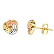 14K Tricolor Loveknot Stud Earrings 1