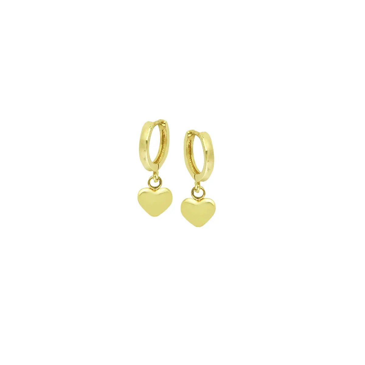 14K 10Mm Baby Hoop With Dangle Puff Heart Earrings 1