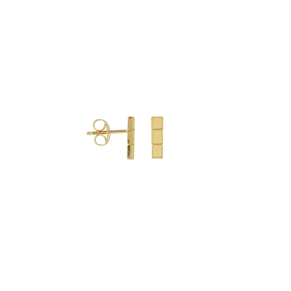 14K Triple Square Bar Stud Earrings 1
