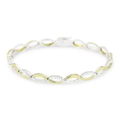14K Two-Tone 14 Karat Diamond Swirl Bracelet 1