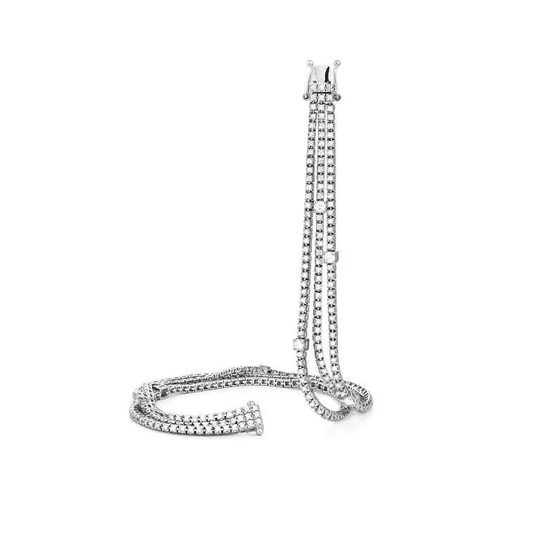 14K White Gold Three Row  Diamond  Bracelet 1