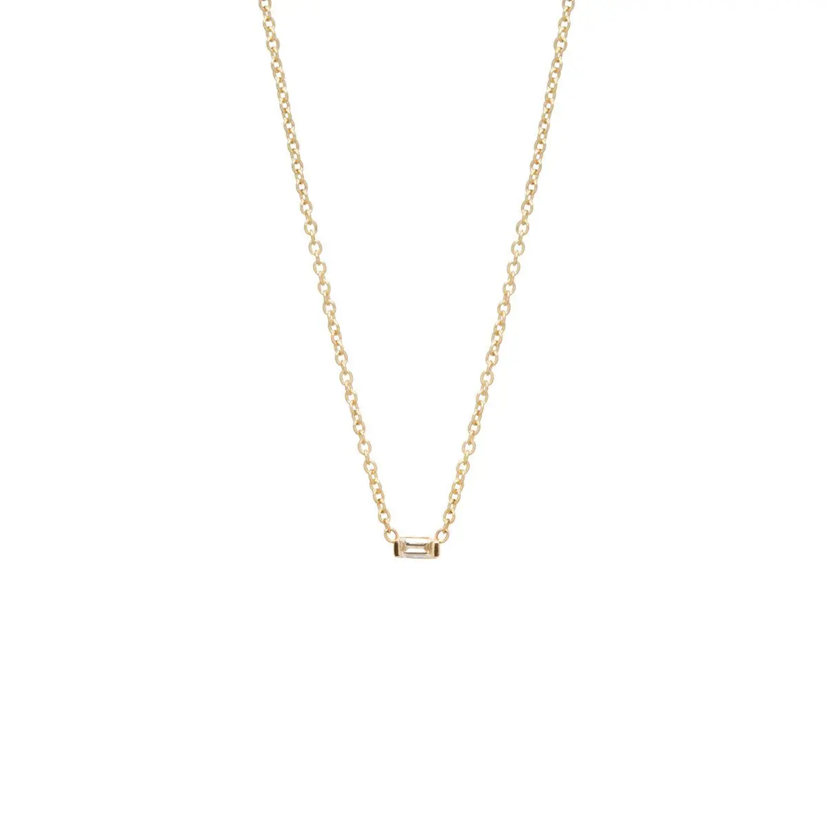 14K Yellow Gold Horizontal Baguette Diamond Necklace 1