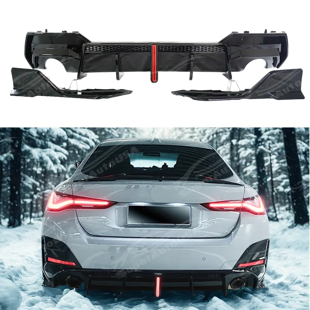 For Bmw G26 4 Series 430I Vten Gran Coupe 2021-25 F1 Style Led Brake Light Rear Bumper Diffuser With Corners 1