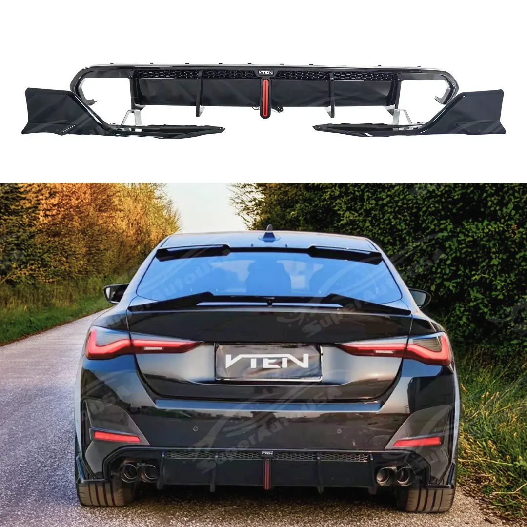For 2021-2025 Bmw G26 4 Series M440i Vten Gran Coupe Dual Exhaust Red Led Light Diffuser With Corners 1