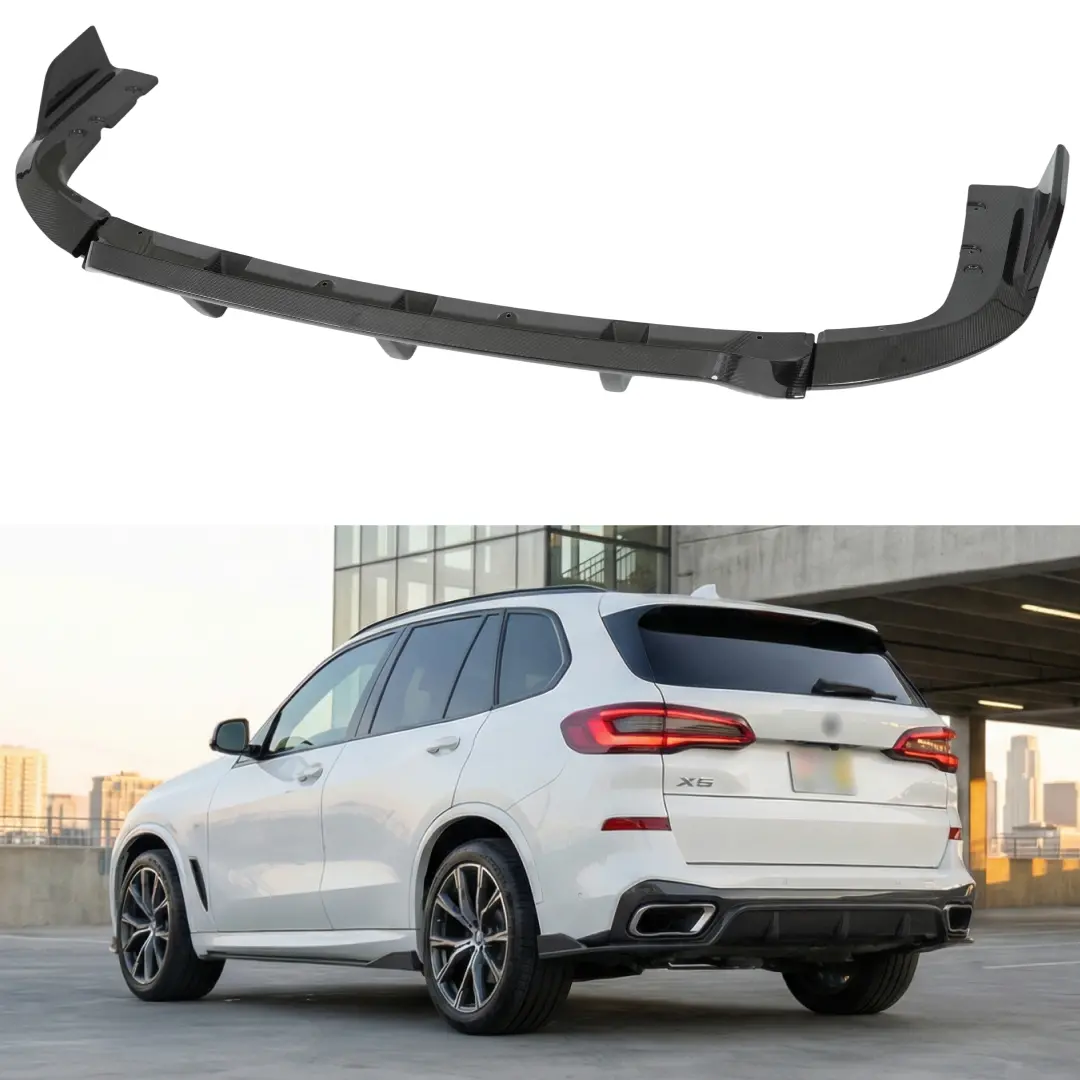 For 2019-2026 Bmw X5 G05 Double Side Real Carbon Fiber Rear Bumper Diffuser Lip 1