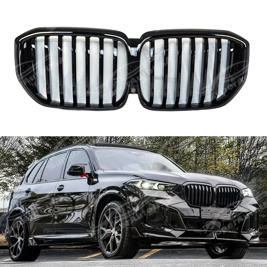 For 2024-26 Bmw X5 G05 Lci M Sport Professional Style Gloss Black Shadow Line Front Ornamental Grille 1