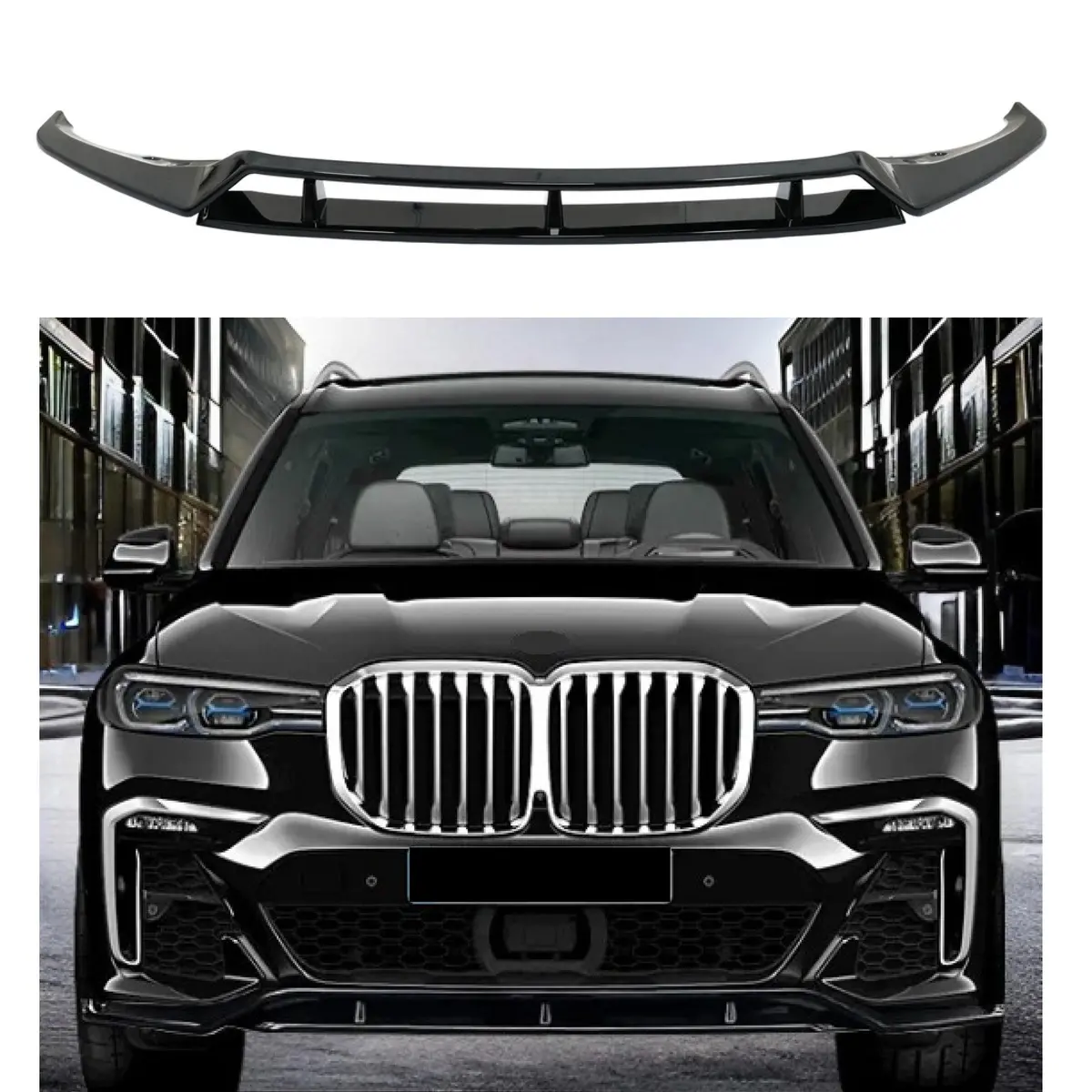 For 2019-2024 Bmw G07 X7 Gloss Black M Performance Front Bumper Lip 1
