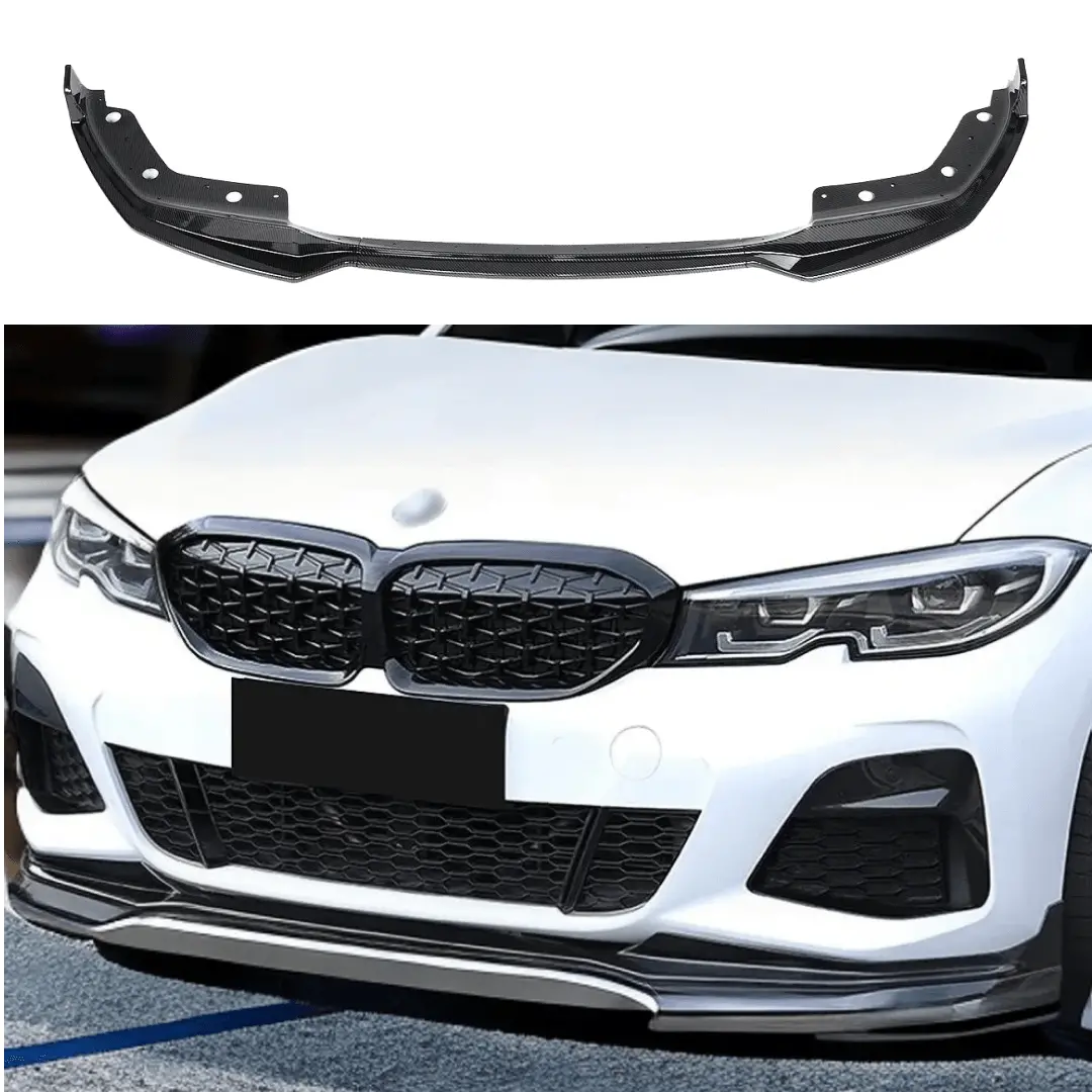 Fits 2019-2022 Bmw 3 Series G20 M Sport Front Bumper Lip Spoiler (Carbon Fiber Print) 1