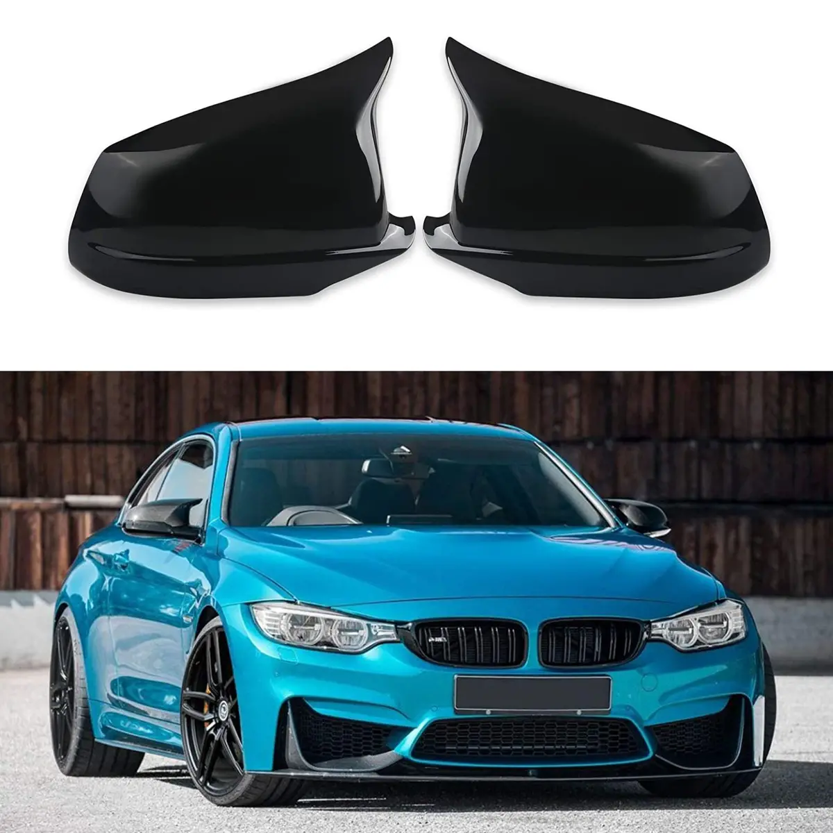 Fits Bmw 1/3/4 Series M2 Rearview Side Mirror Cover Caps Horn Style (Gloss Black) 1