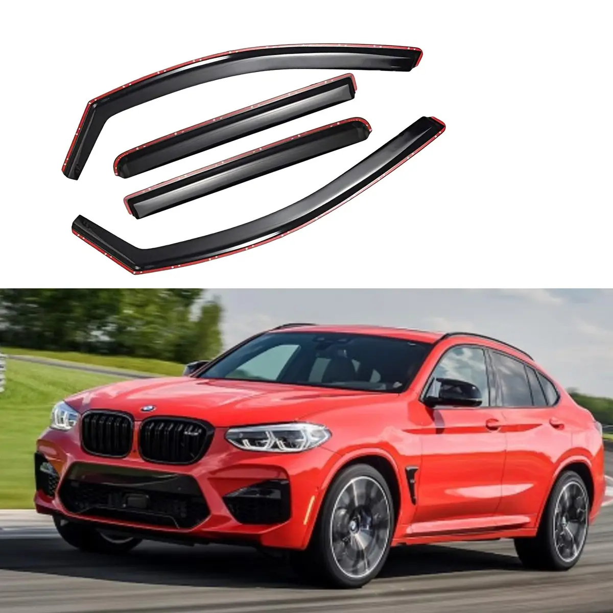 Fit 2019-2022 Bmw X4 In-Channel Vent Window Visors Rain Sun Wind Guards Shade Deflectors 1