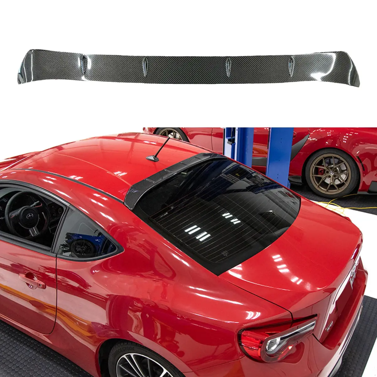 For 2022-24 Subaru Brz Toyota Gr86 Carbon Fiber Rear Roof Shark Spoiler Wing 1