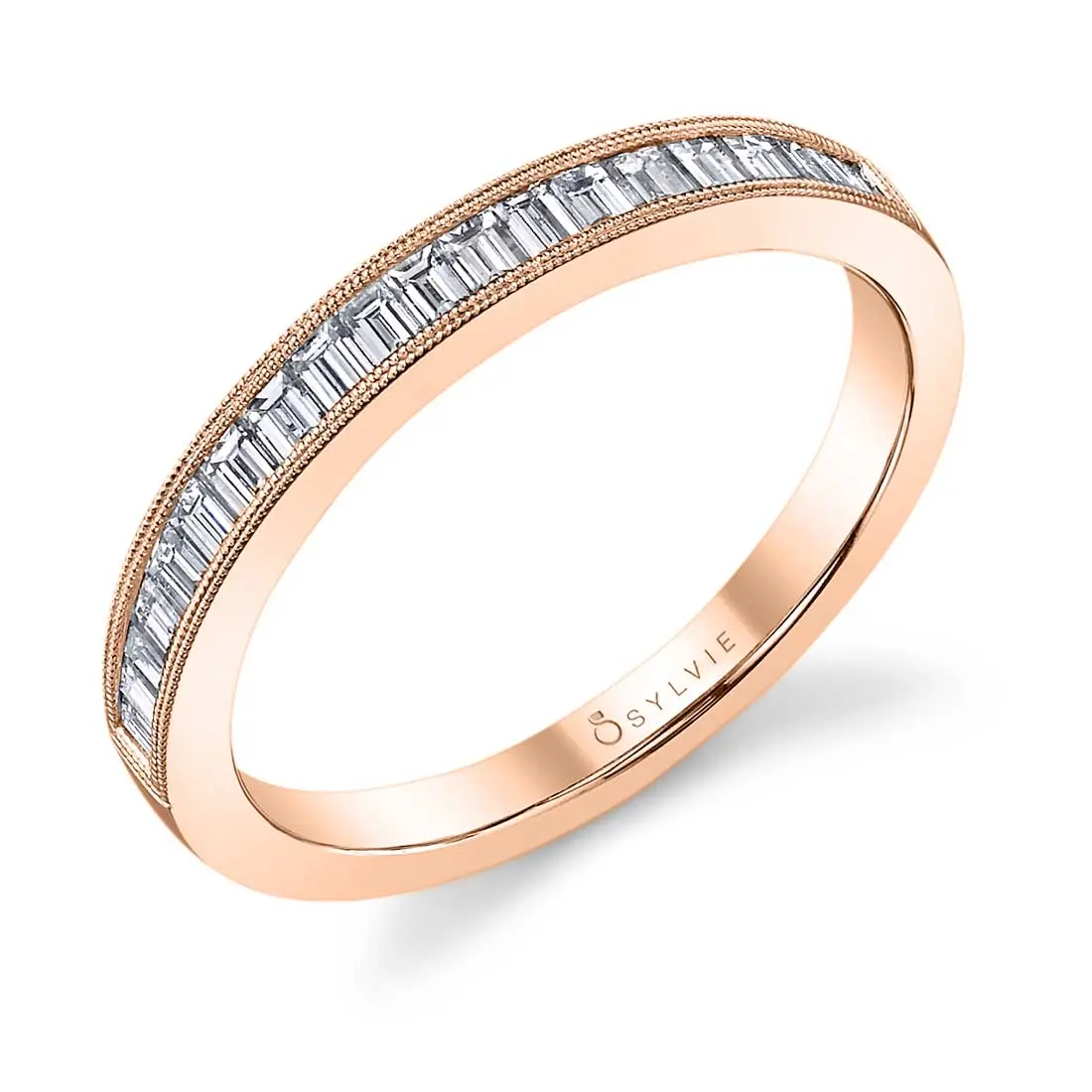14K White Gold Baguette Diamond Wedding Band 1
