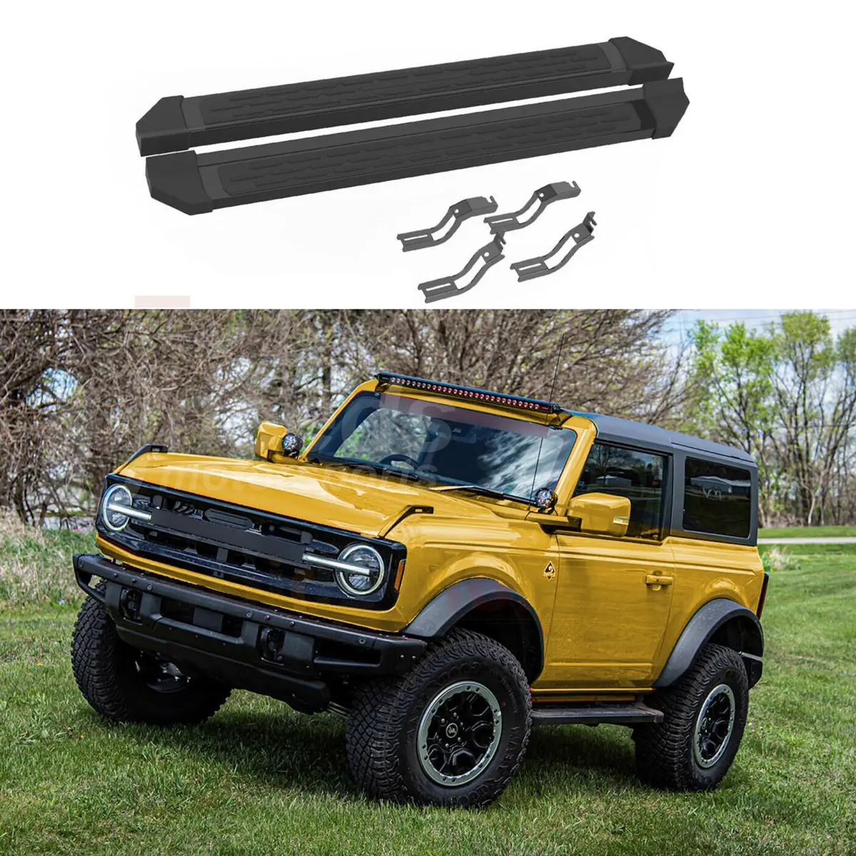 Fit 2021-2022 Ford Bronco 2 Door Running Boards Side Step Pedal Nerf Bar 1