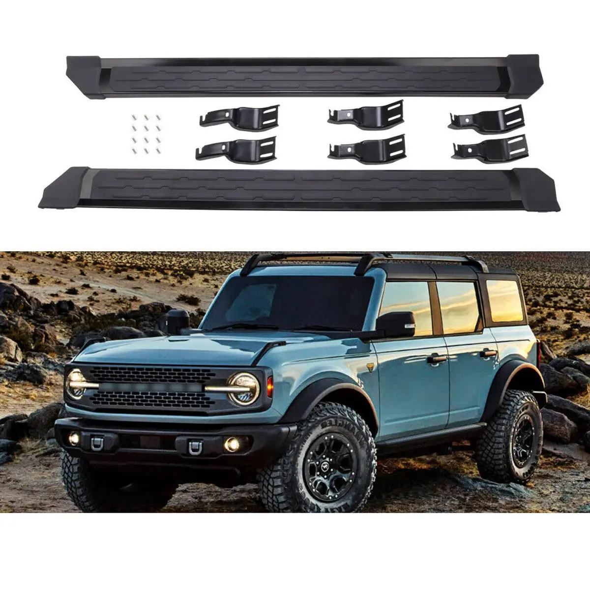 Fit 2021-2022 Ford Bronco 4 Door Running Boards Side Step Pedal Nerf Bar 1
