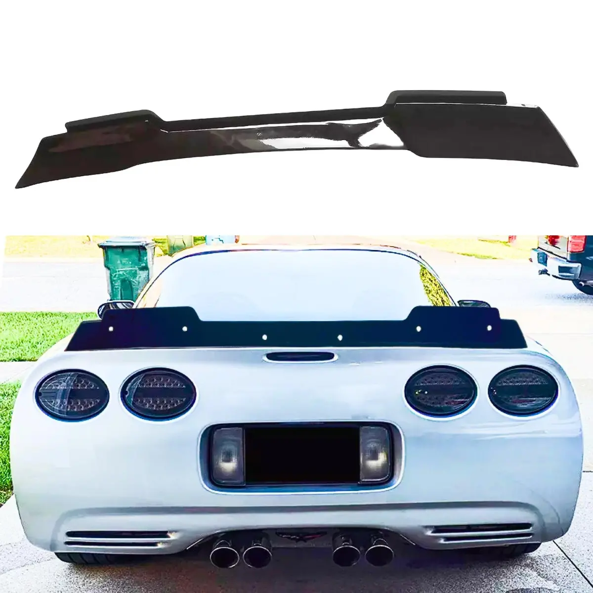 Fit 1997-2004 Chevrolet Corvette C5 Zr1 Style Extended  Rear Trunk Wing Spoiler With Removable Gurney Flap 1