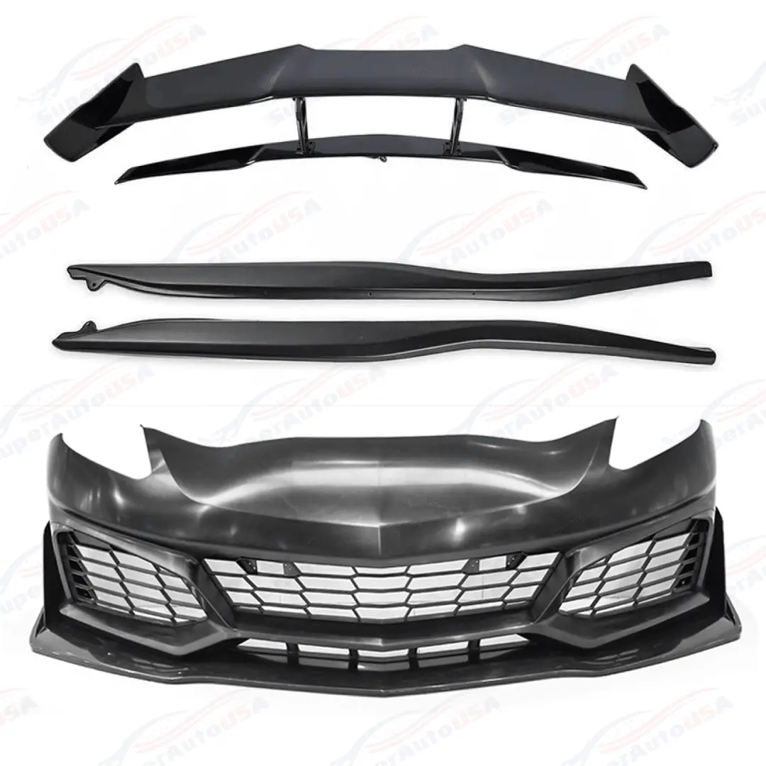 Fits Corvette C7 Zr1 Style Front Bumper Side Skirts Rear Spoiler Full Body Kit 1