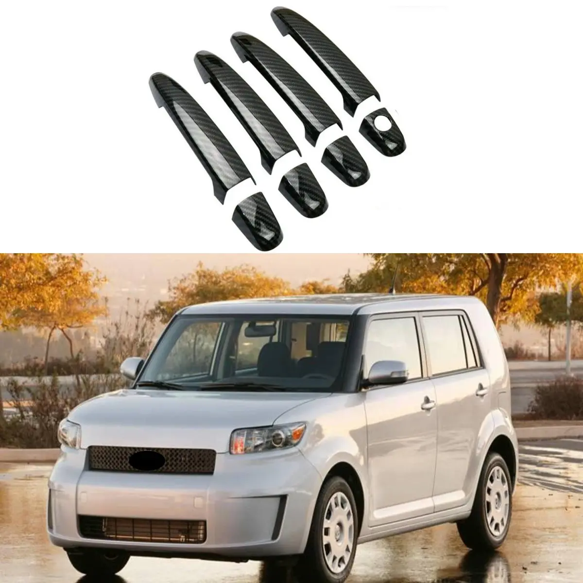 Fit 2008-2016 Scion Xb Door Handle Cover Trim (Carbon Fiber Print) 1