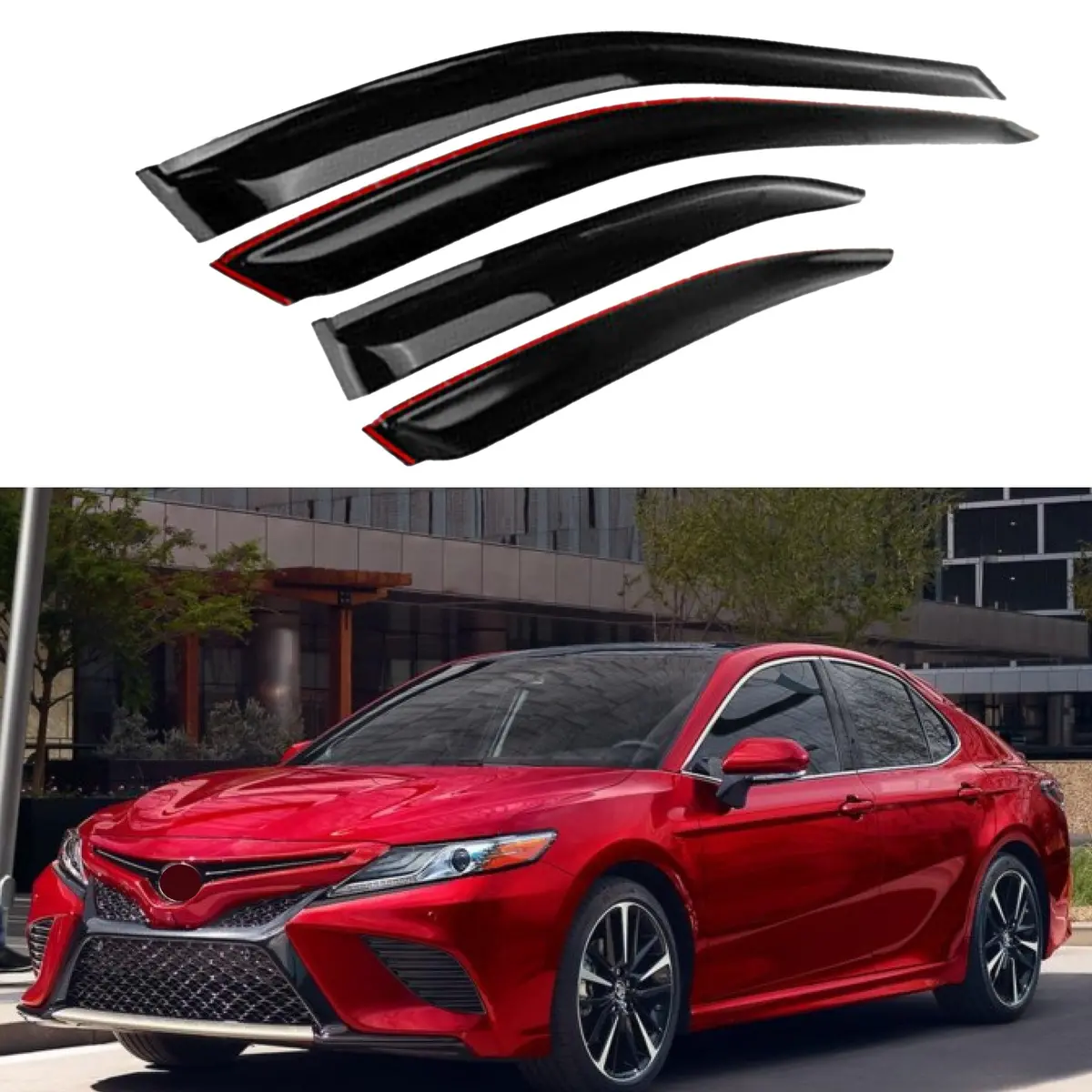 Fit 2018-2023 Toyota Camry Out-Channel Vent Window Visors Rain Sun Wind Guards Shade Deflectors 1