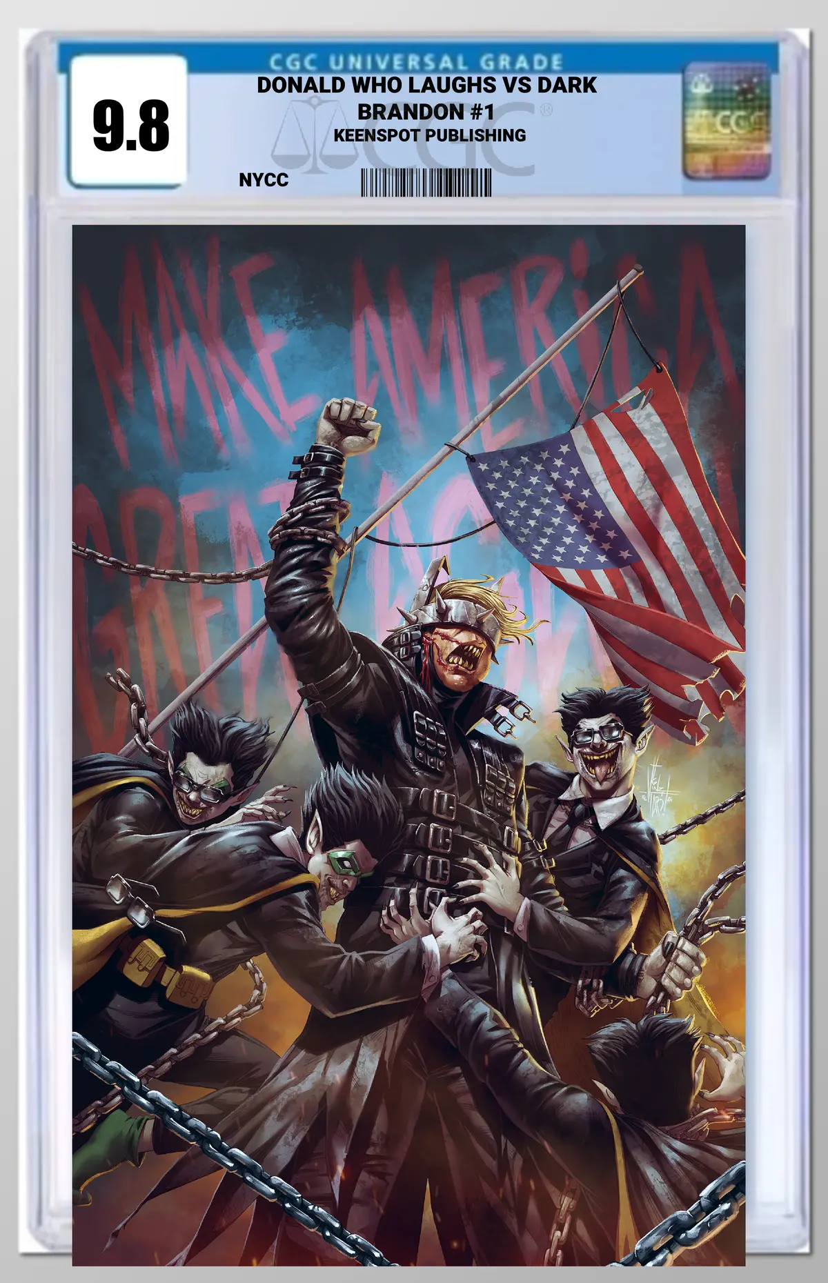 Nycc Exclusive Donald Who Laughs Vs Dark Brandon #1 Masked Virgin Cgc 9.8 Vinz El Tab /150 1
