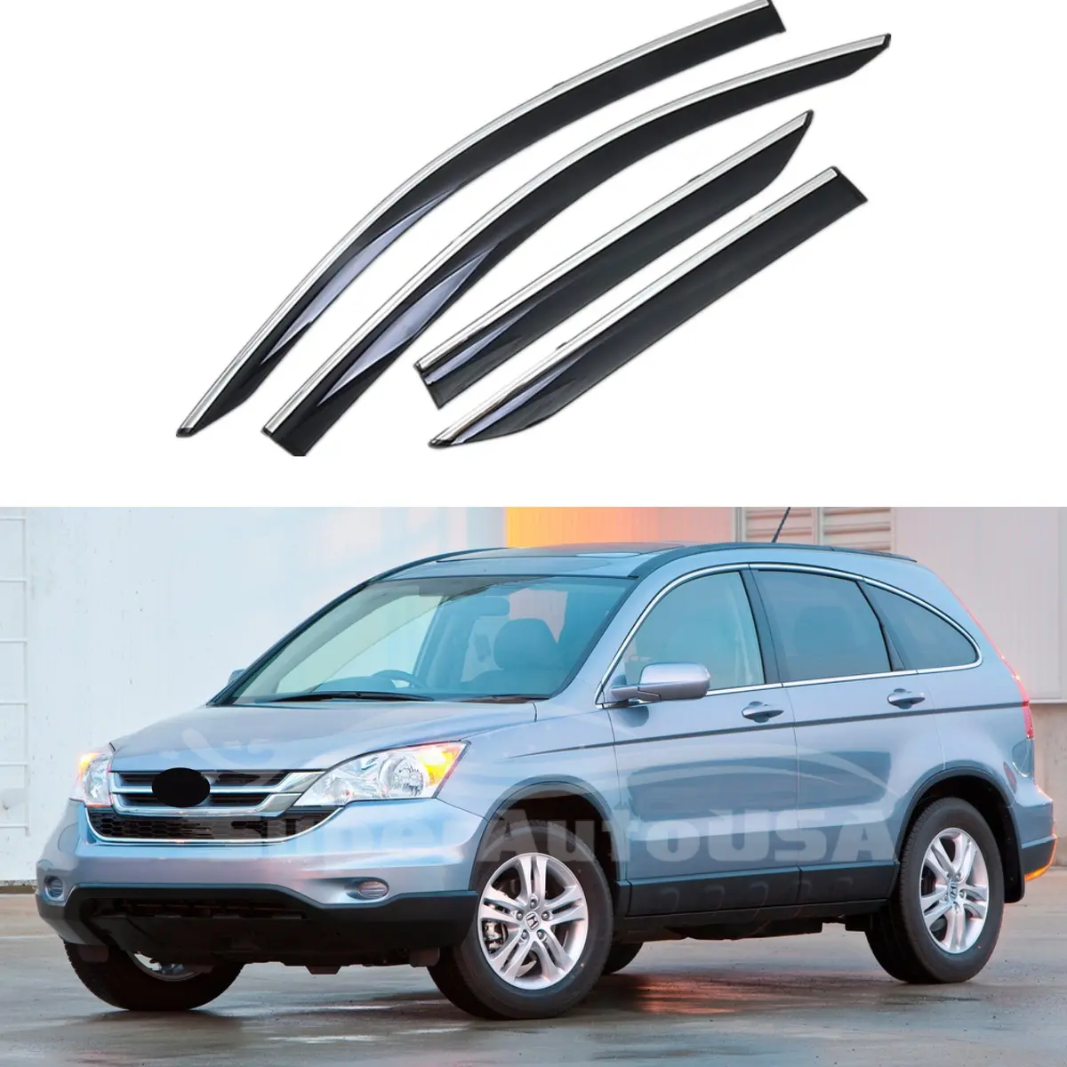 Rain Guard & Visors - Chrome Trim | Fits Honda Cr-V ( 2007-2011 ) 1
