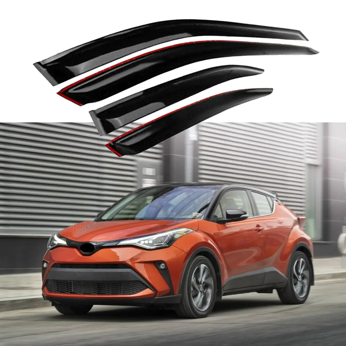 Fit 2018-2021 Toyota Ch-R Chr Out-Channel Vent Window Visors Rain Sun Wind Guards Shade Deflectors 1