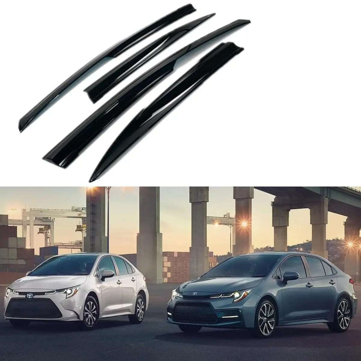 Fit 2020-2024 Toyota Corolla 3D Mugen Style Vent Window Visors Rain Sun Wind Guards Shade Deflectors 1
