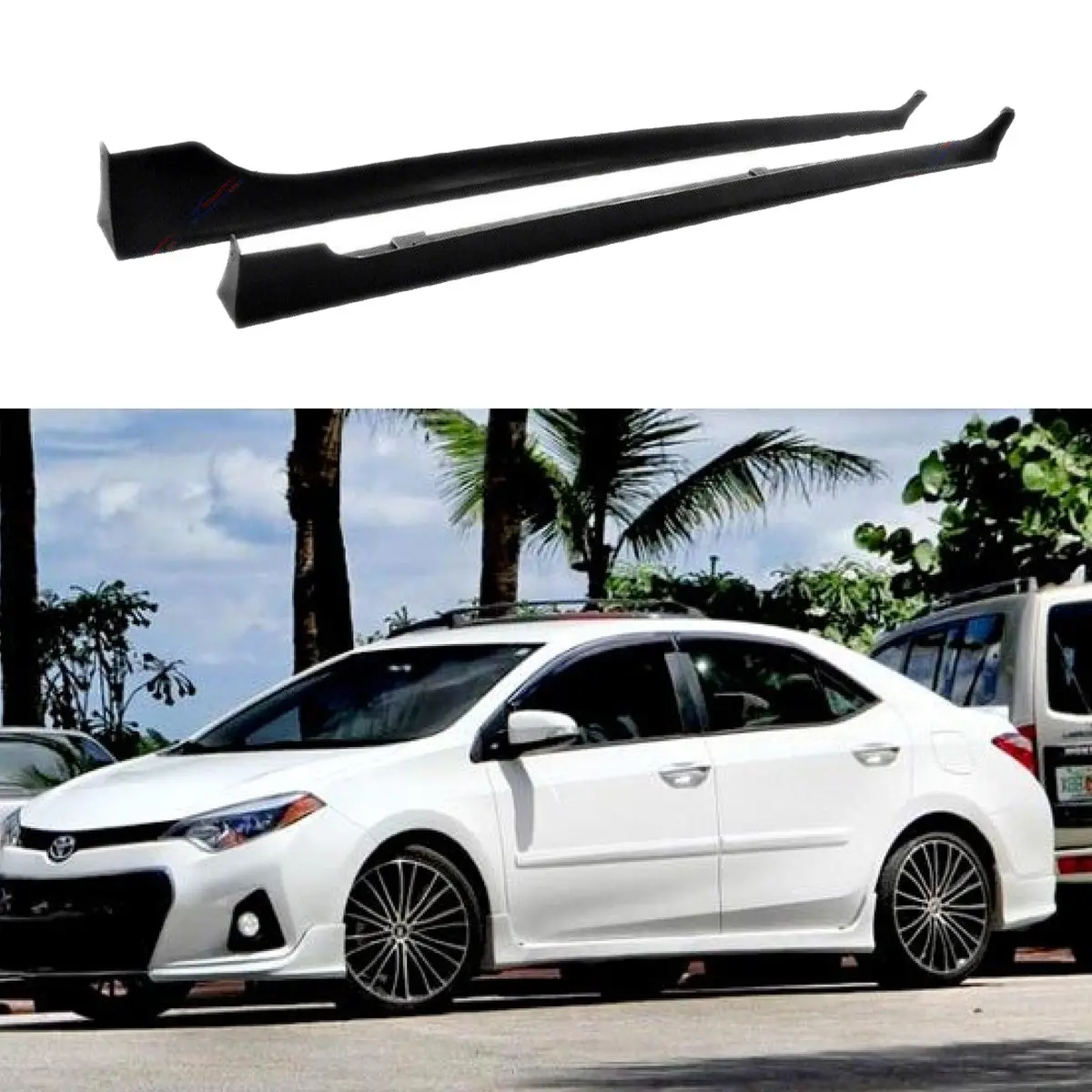 Fit 2014-2019 Toyota Corolla Side Body Skirts (Unpainted Matte Black) 1