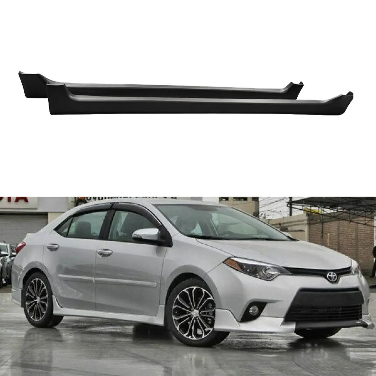 Fit 2014-2019 Toyota Corolla Side Skirts Body Kits (Unpainted Matte Black) 1