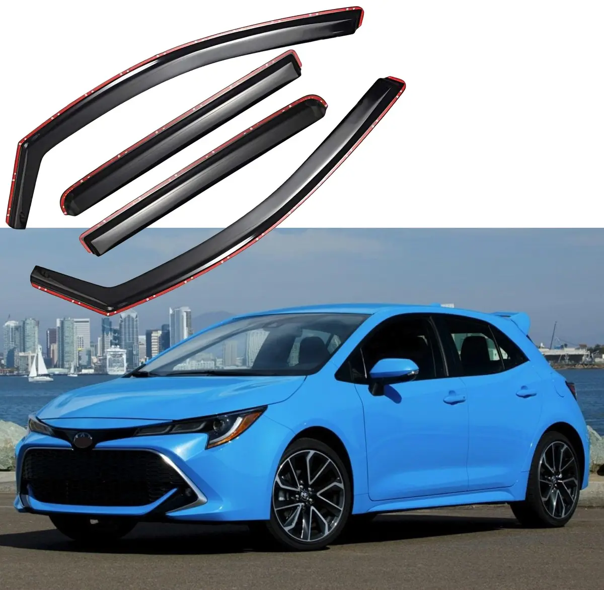 Fit 2019-2026 Toyota Corolla Hatchback In-Channel Vent Window Visors Rain Sun Wind Guards Shade Deflectors 1