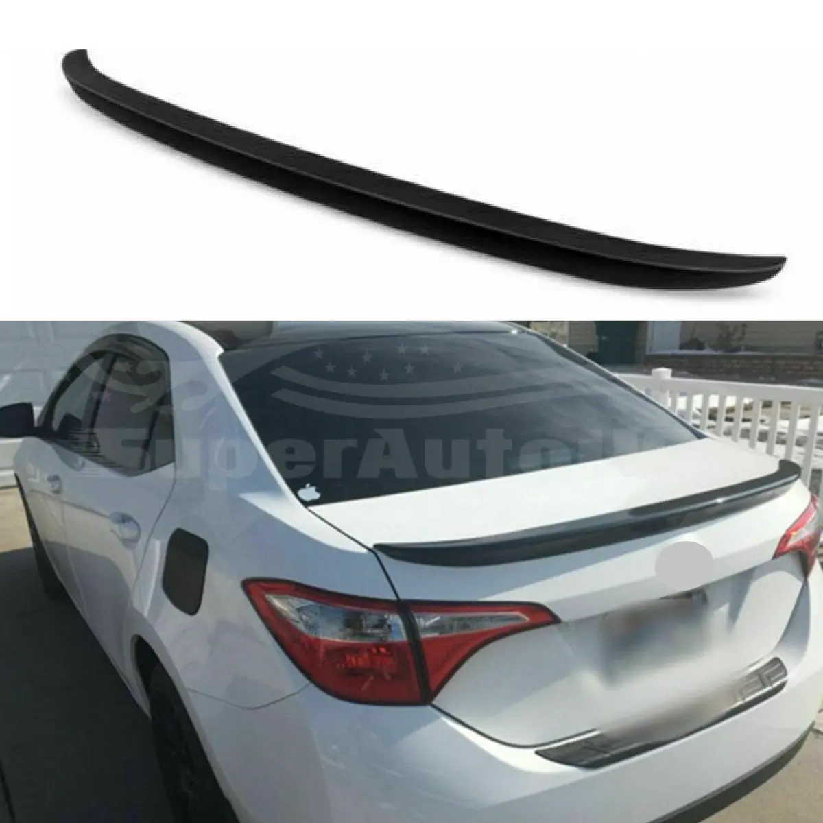 Fit 2014-2019 Toyota Corolla Oe Style Rear Trunk Wing Spoiler Primed (Gloss Black) 1