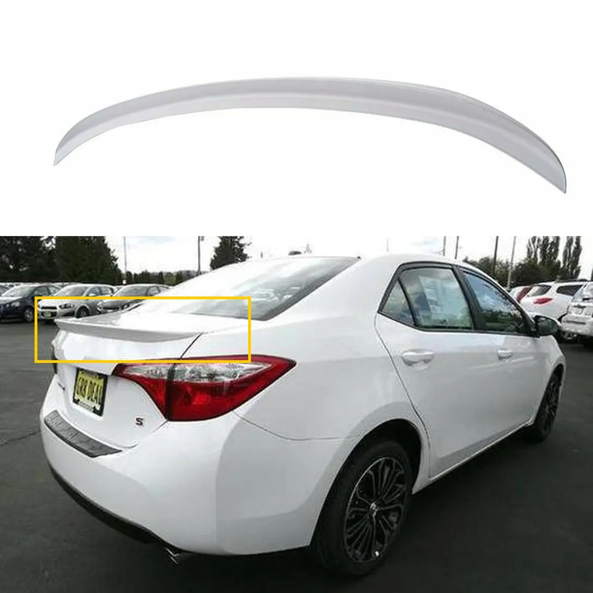 Fit 2014-2019 Toyota Corolla Oe Style Rear Trunk Wing Spoiler Primed (Super White) 1