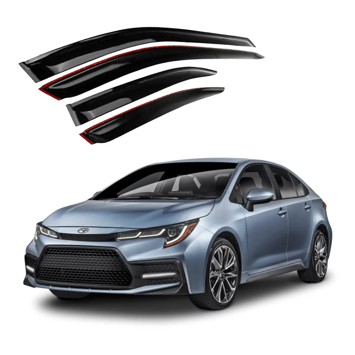 Fit 2020-2026 Toyota Corolla Out-Channel Vent Window Visors Rain Sun Wind Guards Shade Deflectors 1