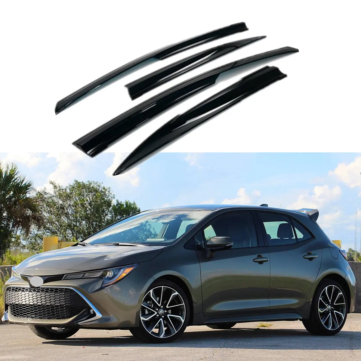 Fit 2019-2022 Toyota Corolla Hatchback 3D Mugen Style Vent Window Visors Rain Sun Wind Guards Shade Deflectors 1