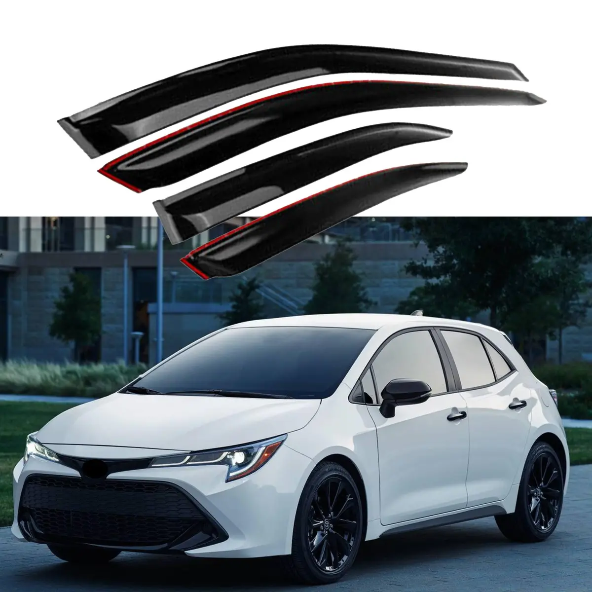 Fit 2019-2021 Toyota Corolla Hatchback Out-Channel Vent Window Visors Rain Sun Wind Guards Shade Deflectors 1